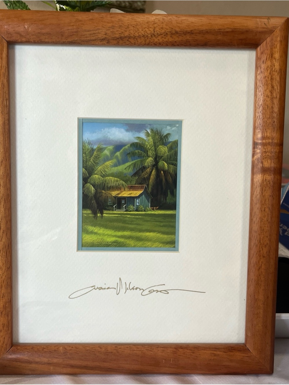 “Hula Palms”by Curtis Williams signed Tropical Palm Cottage Art Print